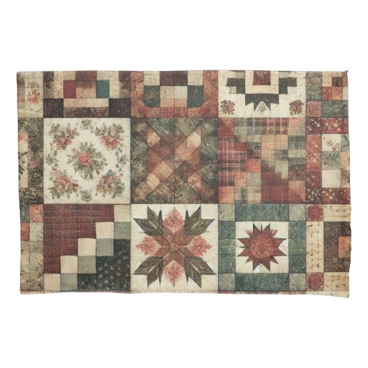 Terracotta Patchwork Quilt rustieke boerderij Kussensloop (Voorkant)