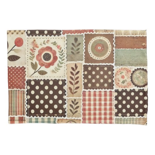 Terracotta Patchwork Quilt rustieke boerderij Kussensloop (Voorkant)