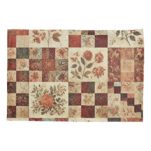 Terracotta Patchwork Quilt rustieke boerderij Kussensloop (Achterkant)