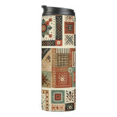 Terracotta Patchwork Quilt Rustieke Boho Bloemen Thermosbeker (Geroteerd rechts)