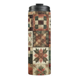 Terracotta Patchwork Quilt Rustieke Boho Bloemen Thermosbeker