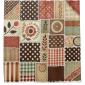 Terracotta Patchwork Quilt Rustieke Retro Bloemen Douchegordijn (Voorkant)