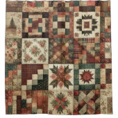 Terracotta Patchwork Quilt Rustieke Retro Bloemen Douchegordijn (Voorkant)