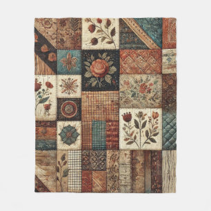 Terracotta Patchwork Quilt Rustieke Retro Vintage Fleece Deken