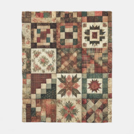 Terracotta Patchwork Quilt Rustieke Retro Vintage Fleece Deken