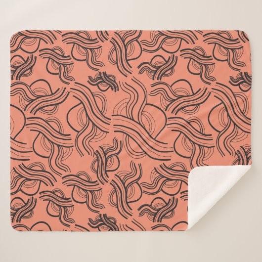 Terracotta patroon met zwarte gekrabbelde knopen sherpa deken (Voorkant (horizontaal))