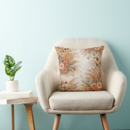 Terracotta Peach Boho Pampas Floral Kussen