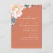Terracotta Peach Gold Floral Wedding Accommodatie Informatiekaartje (Voorkant)