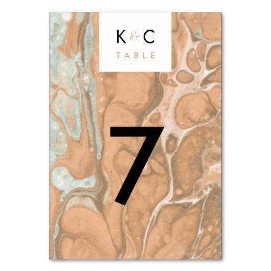Terracotta Peach & Mint Minimalist Marble Kaart (Voorkant)