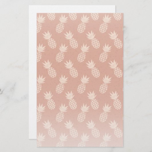 Terracotta & Peach Tropisch anananassolpatroon Briefpapier (Voorkant / Achterkant)