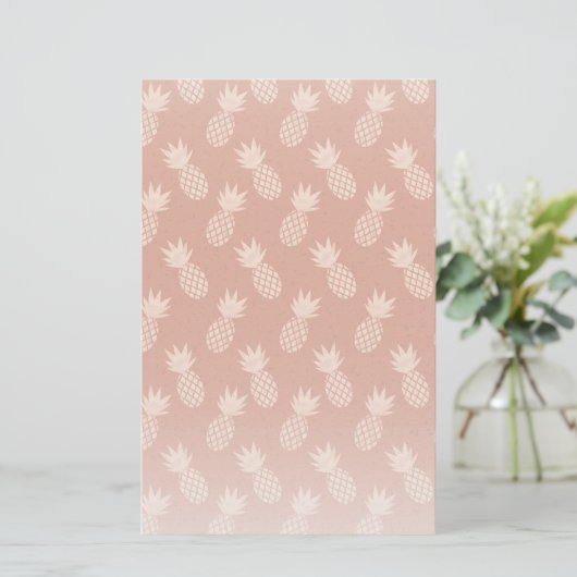 Terracotta & Peach Tropisch anananassolpatroon Briefpapier (Staand voorkant)