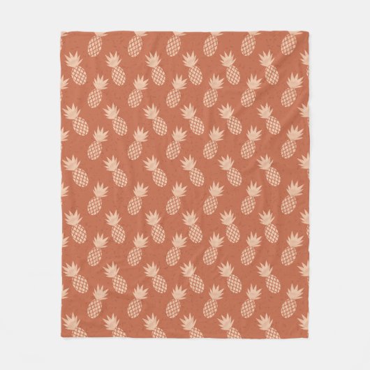 Terracotta & Peach Tropisch anananassolpatroon Fleece Deken (Voorkant)