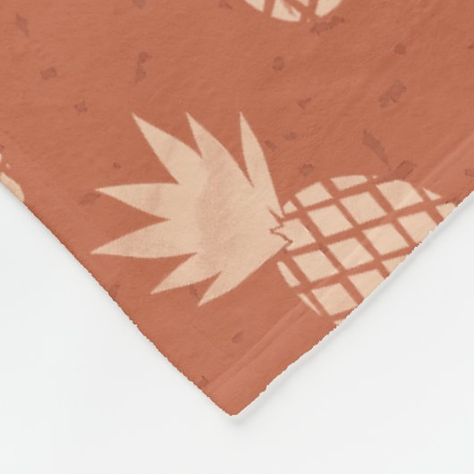 Terracotta & Peach Tropisch anananassolpatroon Fleece Deken (Hoek)