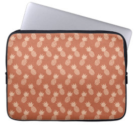 Terracotta & Peach Tropisch anananassolpatroon Laptop Sleeve
