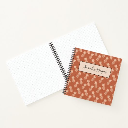 Terracotta & Peach Tropisch anananassolpatroon Notitieboek (Binnen)