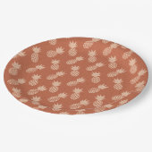 Terracotta & Peach Tropisch anananassolpatroon Papieren Bordje (Gekanteld)