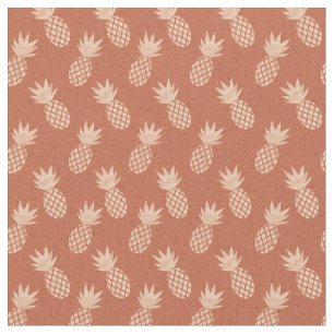 Terracotta & Peach Tropisch anananassolpatroon Stof