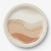 Terracotta Perzik & Beige Boheemse Moderne Bruilof Papieren Bordje (Voorkant)