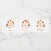 Terracotta perzik boho regenboog Baby shower Waterfles Etiket (Enkel label)