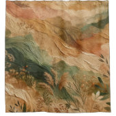 Terracotta perzik geperste bloemen Bohemian Douchegordijn (Voorkant)