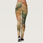 Terracotta perzik geperste bloemen Bohemian Leggings (Achterkant)
