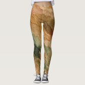Terracotta perzik geperste bloemen Bohemian Leggings (Voorkant)