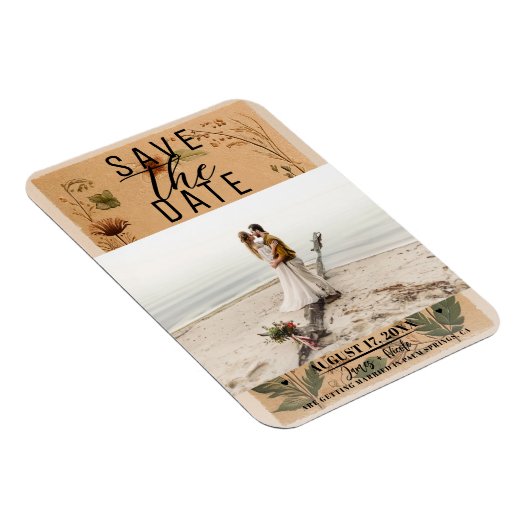 Terracotta perzik geperste bloemen Boho bewaardatu Magneet (Rechterzijde)