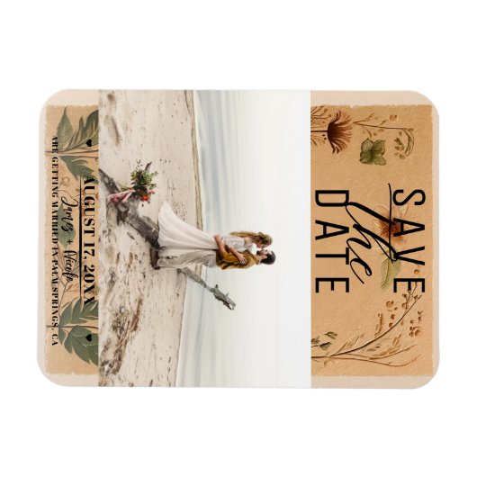 Terracotta perzik geperste bloemen Boho bewaardatu Magneet (Horizontaal)