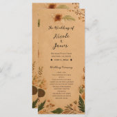 Terracotta perzik geperste bloemen Boho bruiloft Programmakaart (Voorkant / Achterkant)