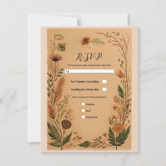 Terracotta perzik geperste bloemen Boho bruiloft R Kaart (Voorkant)