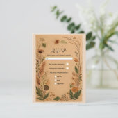 Terracotta perzik geperste bloemen Boho bruiloft R Kaart (Staand voorkant)