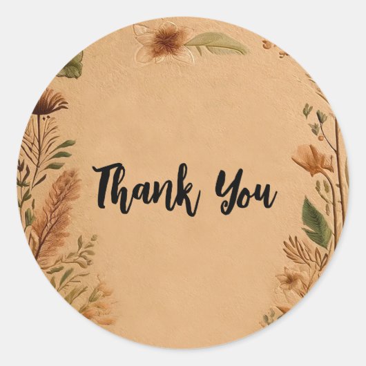 Terracotta perzik geperste bloemen Boho bruiloft Ronde Sticker (Voorkant)