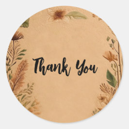 Terracotta perzik geperste bloemen Boho bruiloft Ronde Sticker