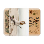 Terracotta Perzik Geperste Bloemen Boho Save Date Magneet (Horizontaal)