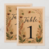 Terracotta perzik geperste bloemen Boho tafelnumme Kaart (Voorkant / Achterkant)