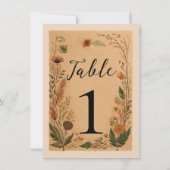 Terracotta perzik geperste bloemen Boho tafelnumme Kaart (Achterkant)