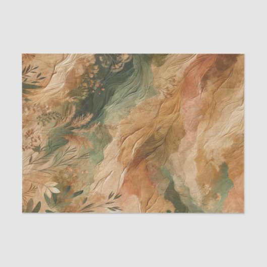 Terracotta perzik geperste bloemen Boho Tissuepapier (Voorkant)