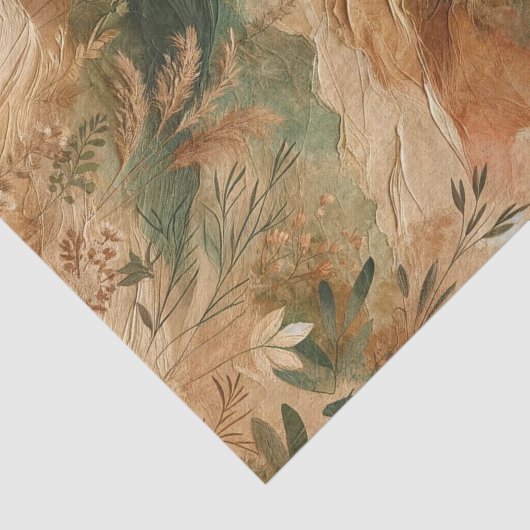 Terracotta perzik geperste bloemen Boho Tissuepapier (Detail)