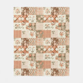 Terracotta Perzik Quilt Patchwork Gingham Bloem Fleece Deken (Voorkant)