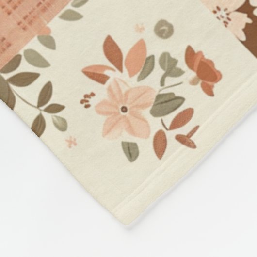 Terracotta Perzik Quilt Patchwork Gingham Bloem Fleece Deken (Hoek)