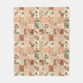 Terracotta Perzik Quilt Patchwork Gingham Bloem Fleece Deken (Voorkant)