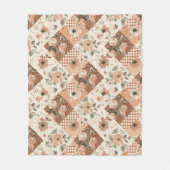 Terracotta Perzik Quilt Patchwork Gingham Bloemig Fleece Deken (Voorkant)