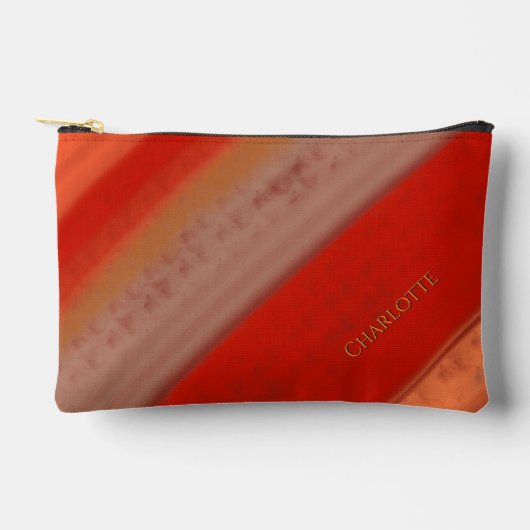 Terracotta Perzik Strepen Aangepaste Naam  Etui (Voorkant)