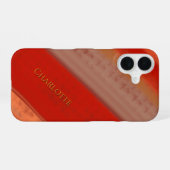 Terracotta Perzik Strepen Aangepaste Naam  iPhone 16 Hoesje (Achterkant horizontaal)