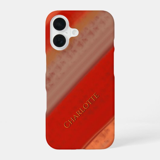 Terracotta Perzik Strepen Aangepaste Naam  iPhone 16 Hoesje (Achterkant)