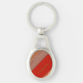 Terracotta Perzik Strepen Aangepaste Naam Sleutelhanger