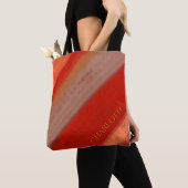 Terracotta Perzik Strepen Aangepaste Naam  Tote Bag (Dichtbij)