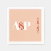 Terracotta perzik typografie monogram bruiloft servet (Voorkant)