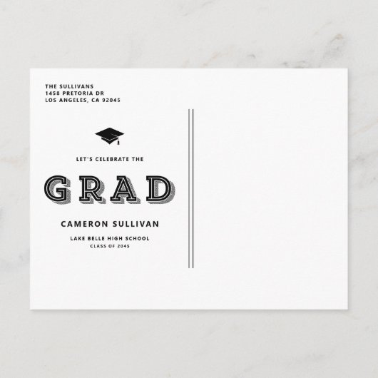 Terracotta Pet Klasse van 2024 Retro Afstuderen Uitnodiging Briefkaart (Achterkant)