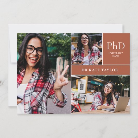 Terracotta PhD Graduation Party 3 Kaart (Voorkant)